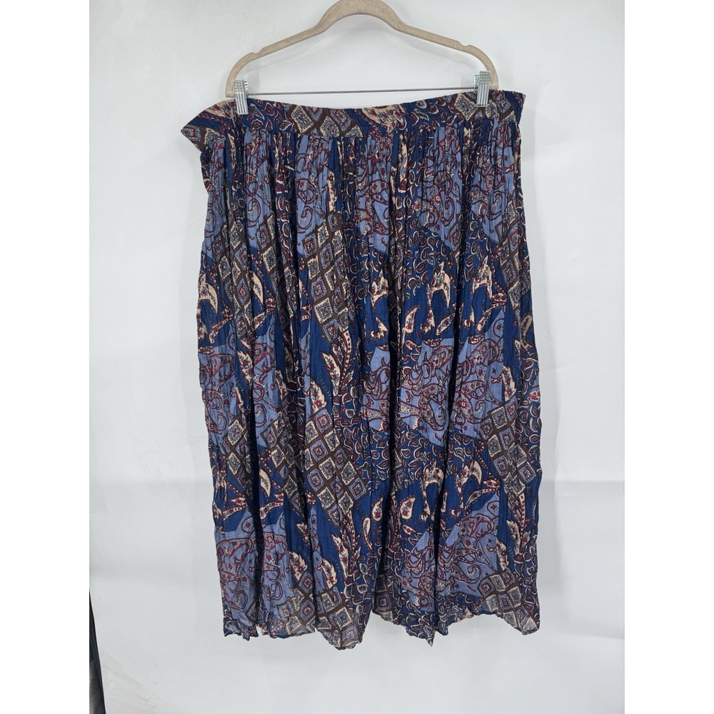 VTG‎ Bobbie Brook Western Paisley Floral Maxi Skirt Women XL Blue Retro Granny